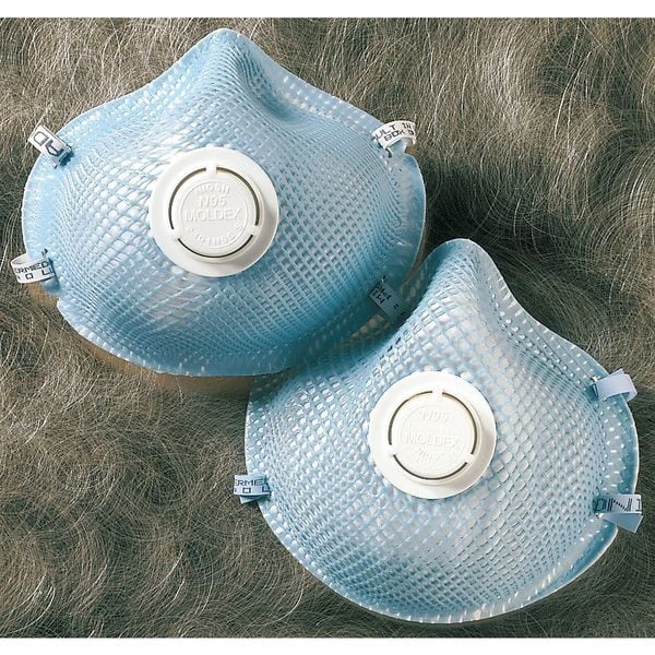 Moldex N95 Disposable Respirator, Exhalation Valve, 2300 Series, Molded, Dual Headstrap, M/L, Pack of 10 - 2300N95