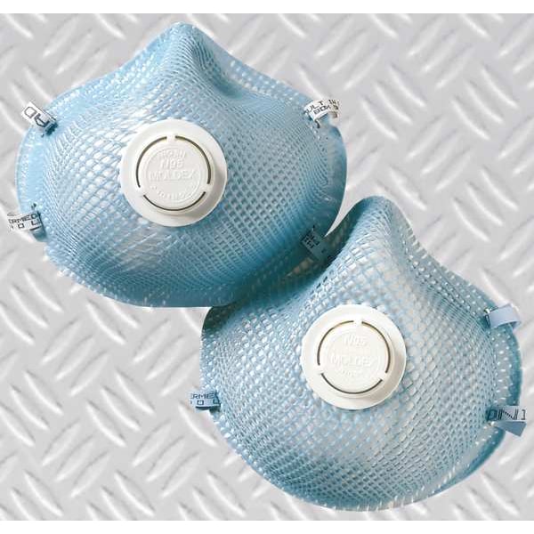 Moldex N95 Disposable Respirator, Exhalation Valve, 2300 Series, Molded, Dual Headstrap, M/L, Pack of 10 - 2300N95