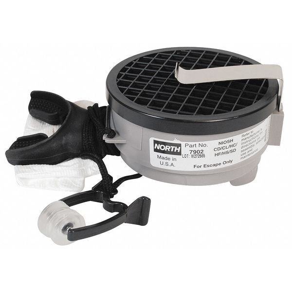 Honeywell North Emergency Escape Mouth Bit Respirator, For Acid Gases, 7900 Series, Grey - 7902