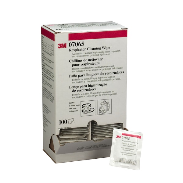 3M Respirator Cleaning Wipes, Non-Alcohol, Individually Packaged Wipes, 100 Per Pack - 504