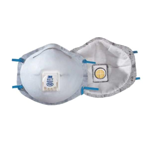 3M Disposable Respirator, Nuisance Organic Vapor, P95, Molded, Dual, Non-Adjustable, Metal Nose Clip - 8577