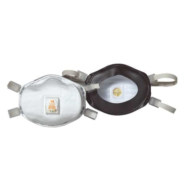 3M Disposable Respirator, N100, Molded, Dual, Adjustable, Metal Nose Clip, M - 8233