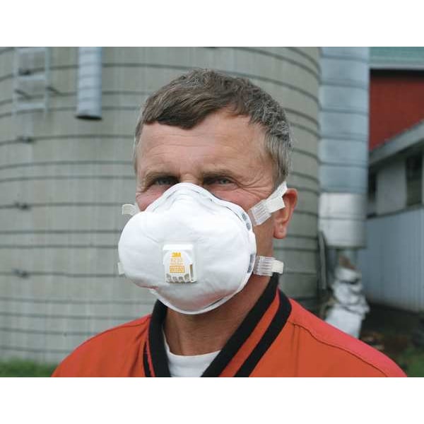 3M Disposable Respirator, N100, Molded, Dual, Adjustable, Metal Nose Clip, M - 8233