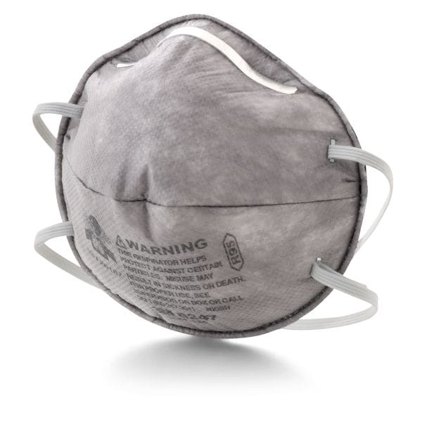 3M Disposable Respirator, Nuisance Organic Vapor, R95, Molded, Dual, Non-Adjustable, Metal Nose Clip - 8247