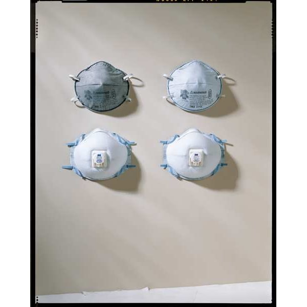 3M Disposable Respirator, Nuisance Organic Vapor, R95, Molded, Dual, Non-Adjustable, Metal Nose Clip - 8247