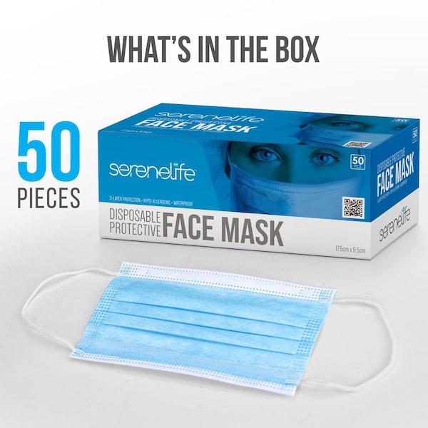 Serenelife Mask(Adults), SL3PLY50 - SL3PLY50