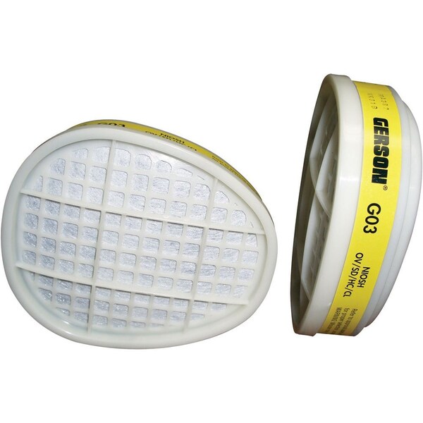 Gerson Respirator Cartridges, Acid Gas, 2-pack, Case of 30 Pairs, 60PK - 0871479