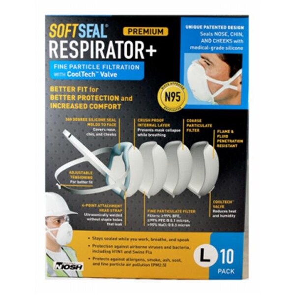 Ddme DDME 242429 N95 Softseal Valve Mask - Large; Pack of 10 - 242429