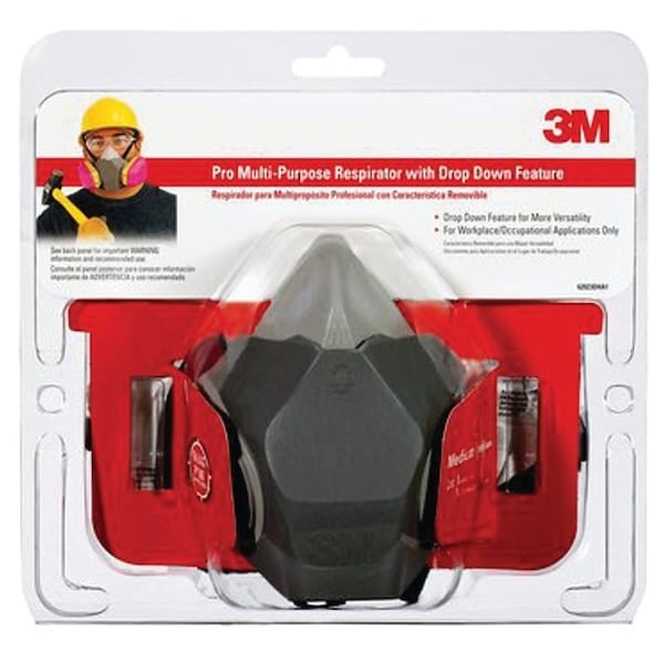 3M Valved Household Respirator, M Mask, Dual Cartridge, MultiColor - 65021HA1-C