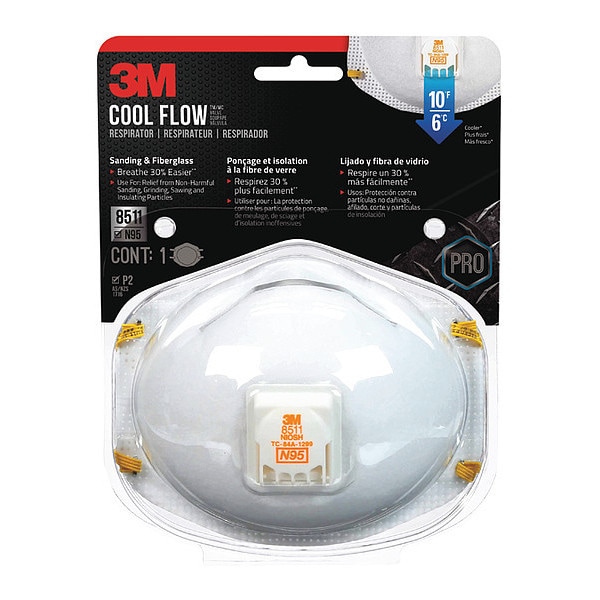 3M N95 Disposable Respirator w/ Valve, Universal, PK12 - 8511HA1-C-PS