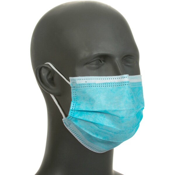 Global Industrial Face Mask With Ear Loops, 3-Ply, 50PK - 708486