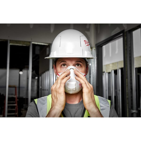 Milwaukee Tool Disposable Respirator, N95, Molded, Dual, Adjustable, Molded Nose Bridge, M - 48-73-4004