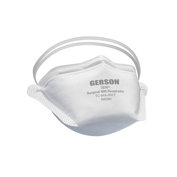Gerson Surgical N95 Respirator, Individually Wrapped, Pouch Style, 50 Count, Case of 4, 200PK - 083230+