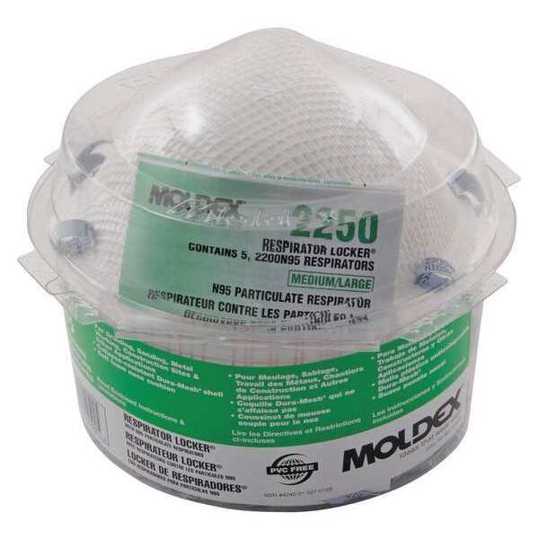 Moldex Disposable Respirator, N95, Molded, Dual, Non-Adjustable, Molded Nose Bridge, M - 2250