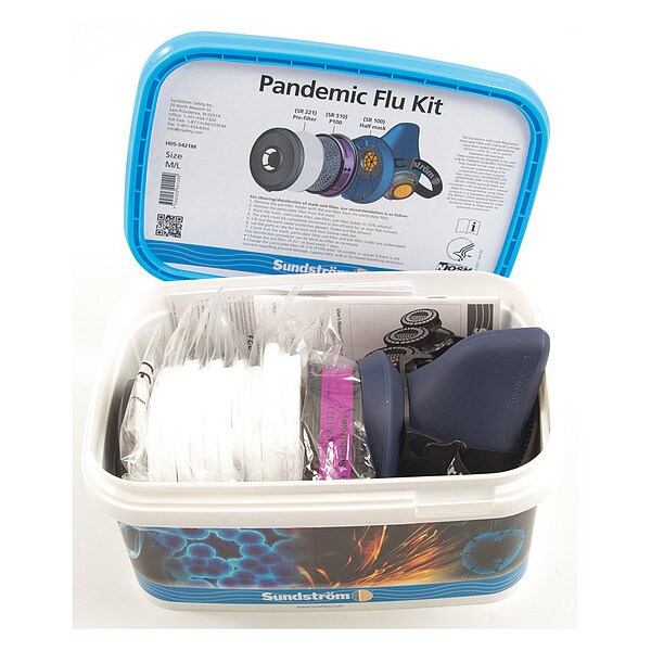 Sundstrom Safety Half Mask Respirator Kit, P100, Snap-In Gasket, Size S 1 Cartridges Included - H05-5421S