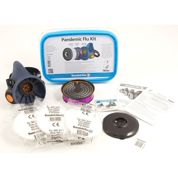 Sundstrom Safety Half Mask Respirator Kit, P100, Snap-In Gasket, Size S 1 Cartridges Included - H05-5421S