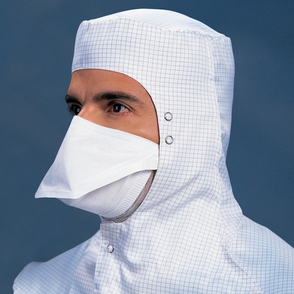 Kimtech Cleanroom Mask, Dual, Non-Adjustable Strap, Metal Nose Clip, White, M, 300 PK - 62484