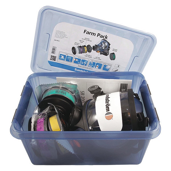 Sundstrom Safety Full Face Respirator Kit, SR 200 Series, Fixed, Size M 3 Cartridges Included - H05-8521