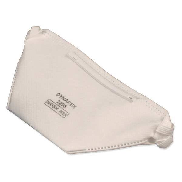 Dynarex Disposable Respirator, N95, Flat-Fold, Dual, Adjustable, Metal Nose Clip, M - 2296