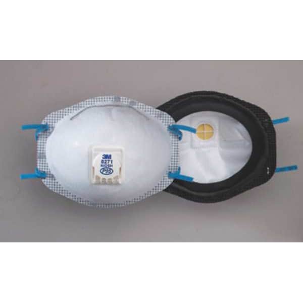 3M Disposable Respirator, P95, Molded, Dual, Non-Adjustable, Metal Nose Clip, M - 8271