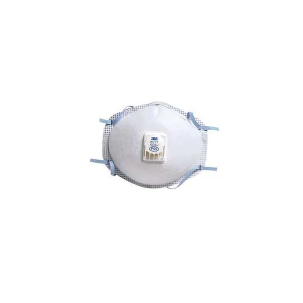 3M Disposable Respirator, P95, Molded, Dual, Non-Adjustable, Metal Nose Clip, M - 8271