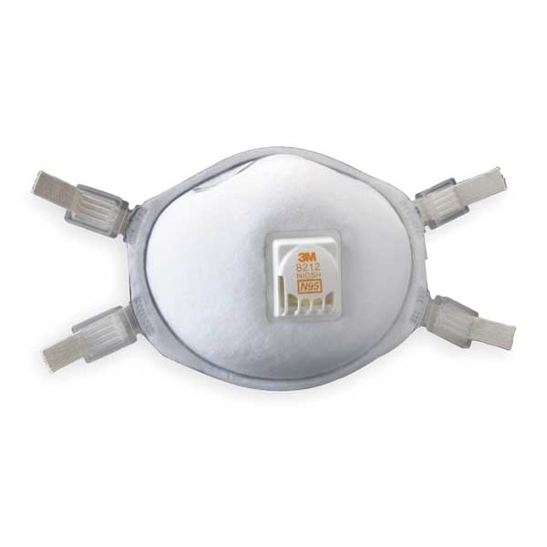 3M Disposable Respirator, N95, Molded, Dual, Adjustable, Metal Nose Clip, M - 8212