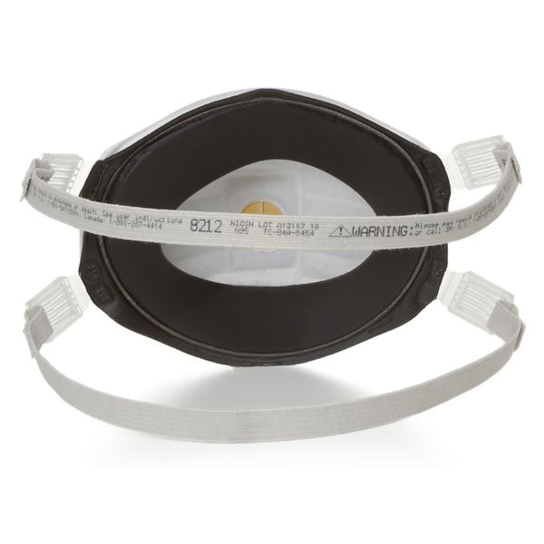 3M Disposable Respirator, N95, Molded, Dual, Adjustable, Metal Nose Clip, M - 8212