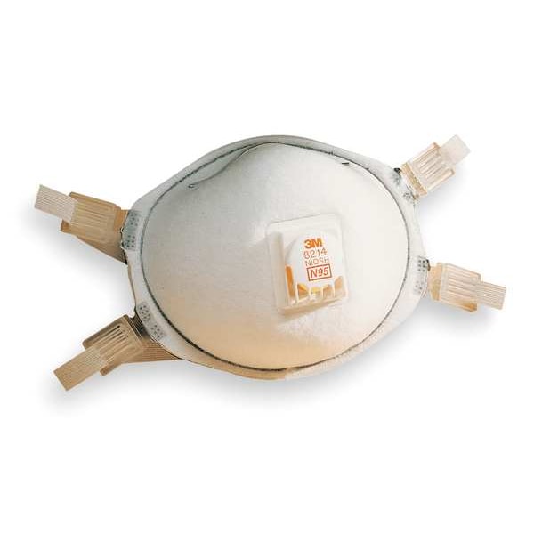 3M Disposable Respirator, N95, Nuisance Organic Vapor, Nuisance Ozone, Molded, Dual, Adjustable, M - 8214