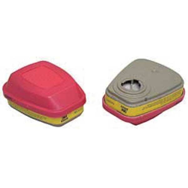 3M Combination Cartridge/Filter, 6000, Magenta, Yellow, Bayonet, 3M(TM) Half and Full Face Respirator - 60928