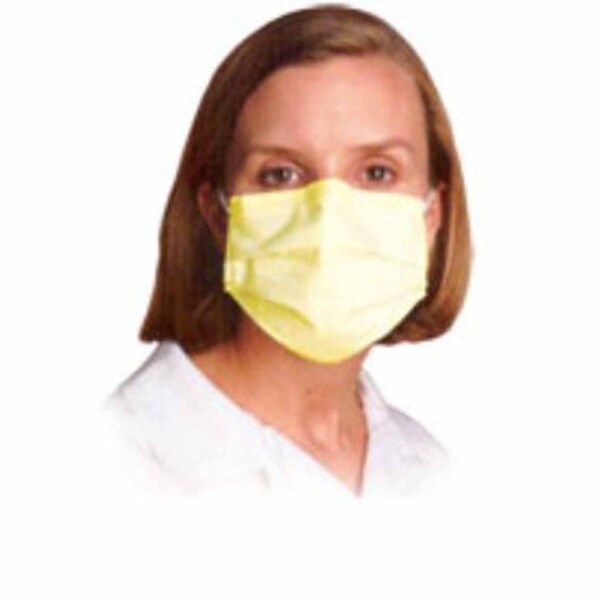 Precept Aspen Procedure Mask, Pleated Earloops, One Size Fits Most, Yellow, ASTM Level 1, Adult, 50PK - 15110