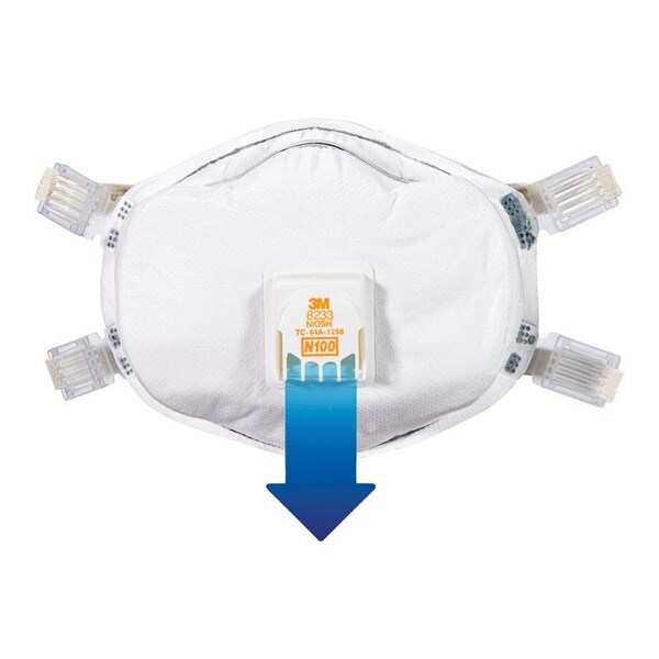 Scotch 3M N100 Lead Paint Removal Disposable Respirator Valved White 1 pc - 8233PA1-B-PS
