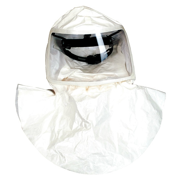 Msa Safety Tychem QC Hoods, 20 Pack, Single Bib, White, Threaded Connector, Less Suspension - 10095739