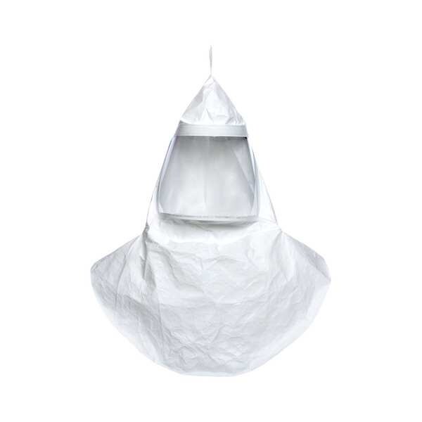 Msa Safety Tychem QC Hoods, 20 Pack, Double Bib, White, Thread Connector, Less Suspension - 10095743