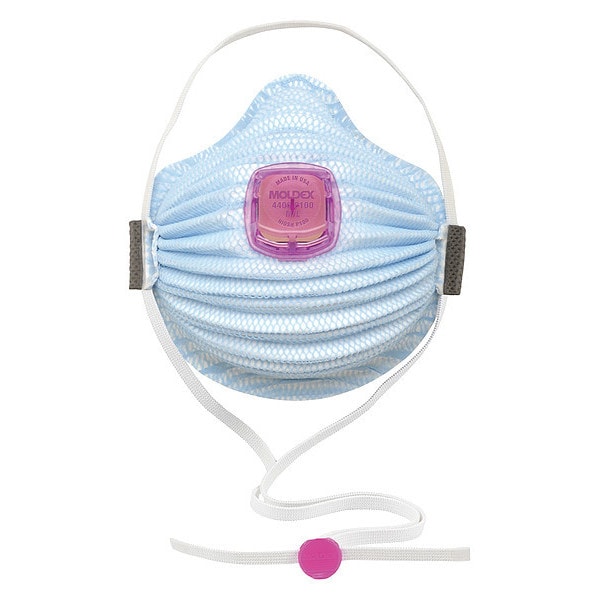 Airwave Disposable Respirator, Single, Adjustable Strap, Molded Nose Bridge, Blue, M - 4400P100