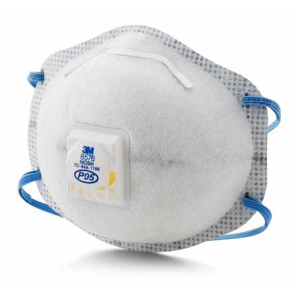 3M Disposable Respirator, Nuisance Acid Gas, P95, Molded, Dual, Non-Adjustable, Metal Nose Clip, M - 8576