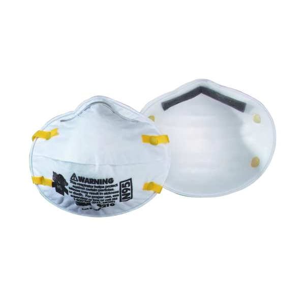 3M Disposable Respirator, Nuisance Acid Gas, P95, Molded, Dual, Non-Adjustable, Metal Nose Clip, M - 8576