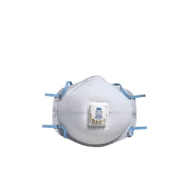 3M Disposable Respirator, Nuisance Acid Gas, P95, Molded, Dual, Non-Adjustable, Metal Nose Clip, M - 8576
