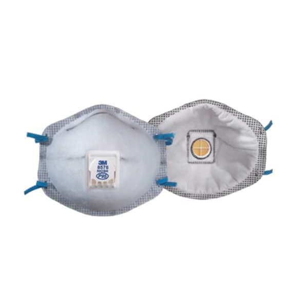 3M Disposable Respirator, Nuisance Acid Gas, P95, Molded, Dual, Non-Adjustable, Metal Nose Clip, M - 8576