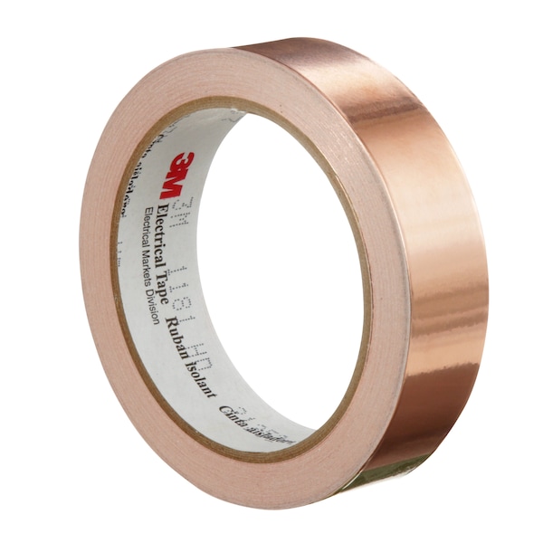 Cinta adhesiva de lámina de cobre de 3M, 1 pulgada x 18 yardas, paquete de 9 - 1181 1X18