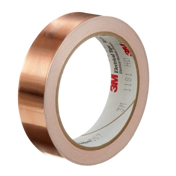 Cinta adhesiva de lámina de cobre de 3M, 1 pulgada x 18 yardas, paquete de 9 - 1181 1X18