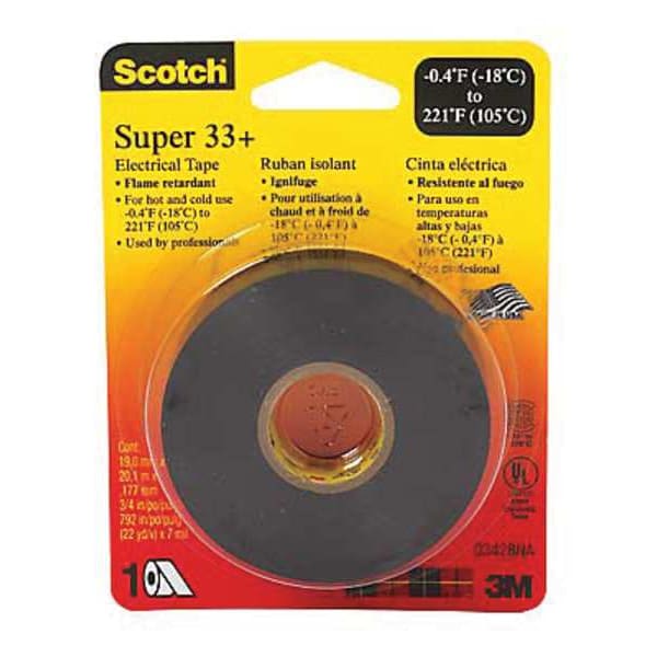 Cinta eléctrica de 3M, 7 mil, 3/4" x 44 ft., paquete de 100 - 33+SUPER-3/4X44FT