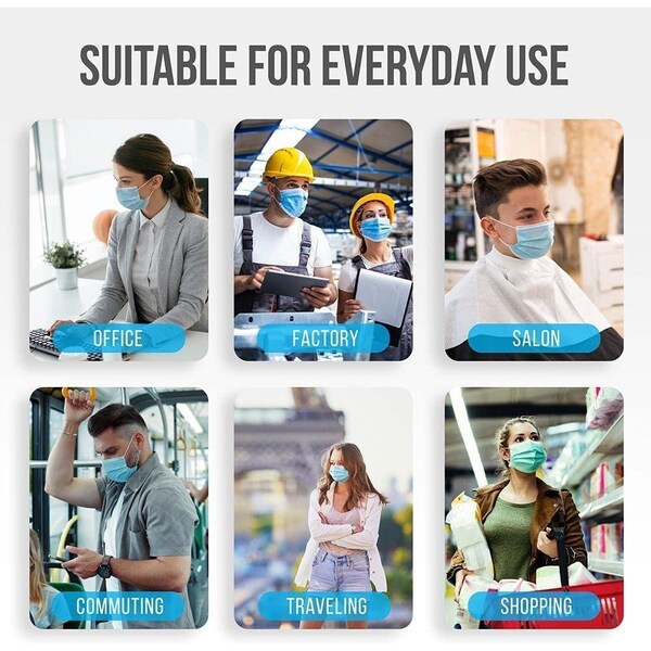 Serenelife Disposable Face Masks - 3 Layer, Breathable Face Masks, Dust Covering (Adult), PK 1000 - SL3PLY1000