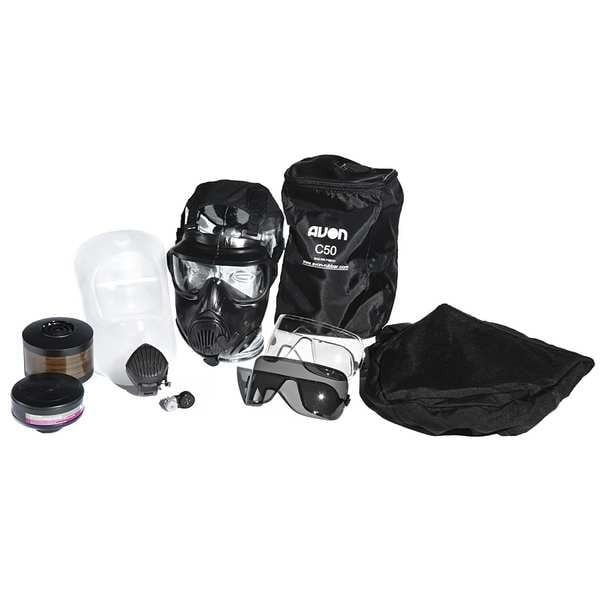 Avon Protection C50 First Responder Gas Mask, Rubber, 6 Suspension Points, M Mask Size, 0 Canisters Included - 70501-556