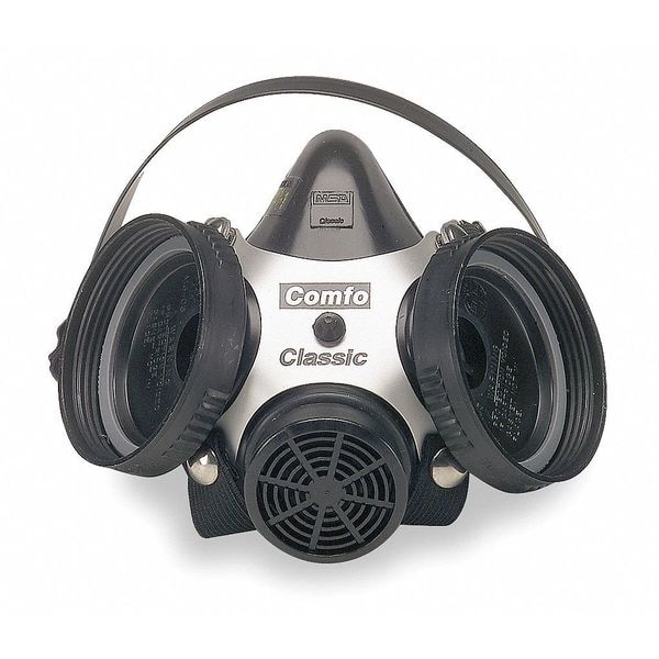 Msa Safety Half Mask Respirator Kit: 6 Combo Cartridge/Filters Included, Black/Magenta, (OV), Hycar Rubber, L - 4LR30-4MG01