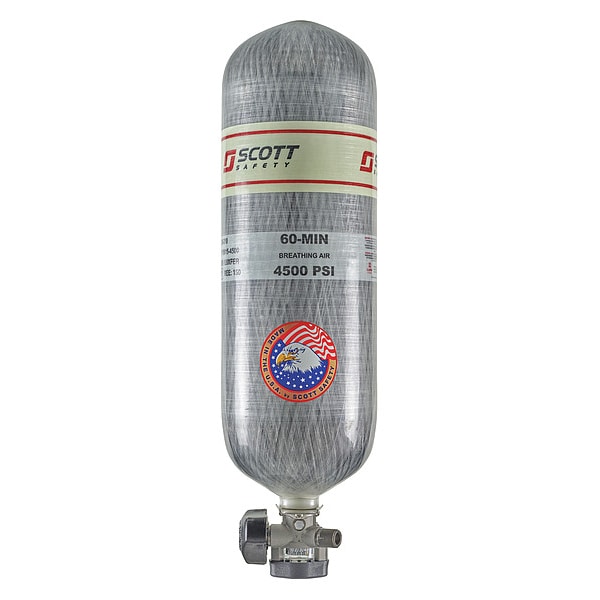 3M Scott SCBA Cylinder, 4500 psi, 60 min., Filled, Color: Gray - 804723-35