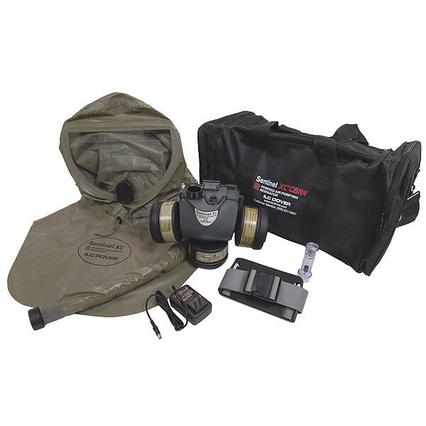 Ilc Dover PAPR System, Sentinel XL CBRN, Hood, Belt-Mount, Integrated Elastic Strap, Universal - S-5000-01