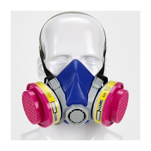 Safety Works SAFETY WORKS PROFESSIONAL SWX00320 Multi-Purpose Half Mask Respirator, M Mask, TPE, Blue - SWX00320/817663