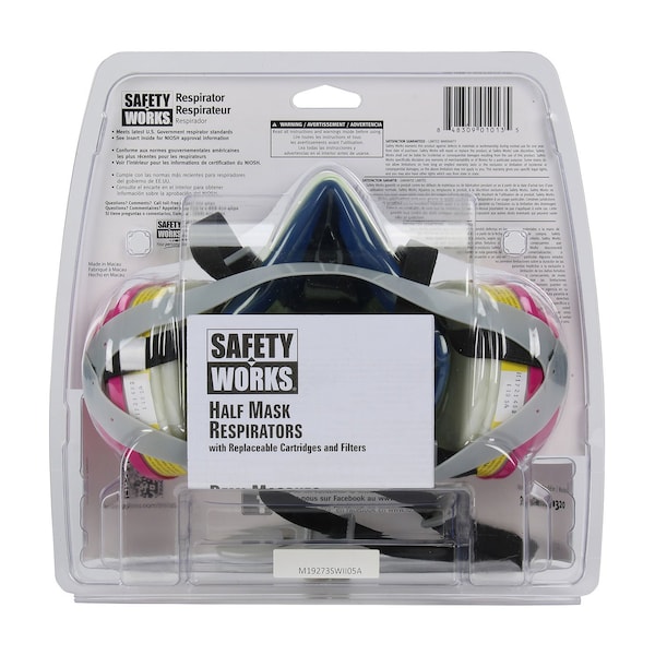 Safety Works SAFETY WORKS PROFESSIONAL SWX00320 Multi-Purpose Half Mask Respirator, M Mask, TPE, Blue - SWX00320/817663