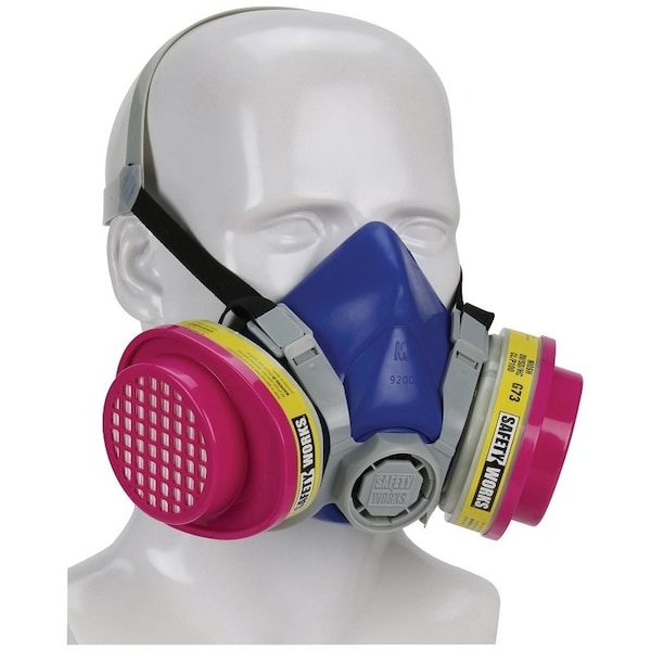 Safety Works SAFETY WORKS PROFESSIONAL SWX00320 Multi-Purpose Half Mask Respirator, M Mask, TPE, Blue - SWX00320/817663