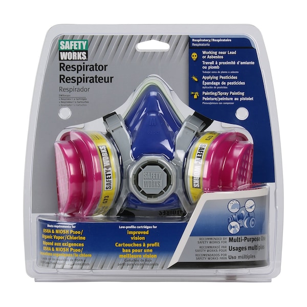 Safety Works SAFETY WORKS PROFESSIONAL SWX00320 Multi-Purpose Half Mask Respirator, M Mask, TPE, Blue - SWX00320/817663